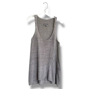 Vince Taupe Grey Linen Scoop Neck Sleeveless Sweater Tank Size Small